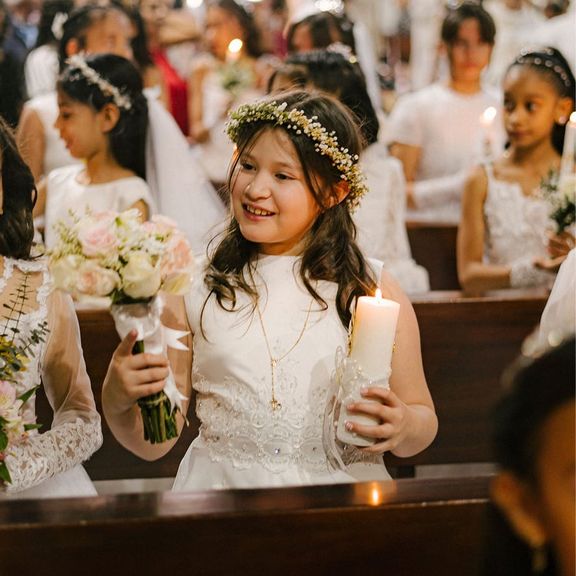 A child dressed for a first communion